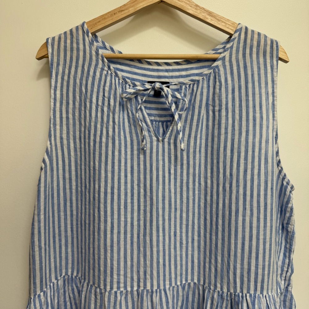 Talbots 100% Linen Striped Tiered Swing Dress XL - Picture 3 of 12